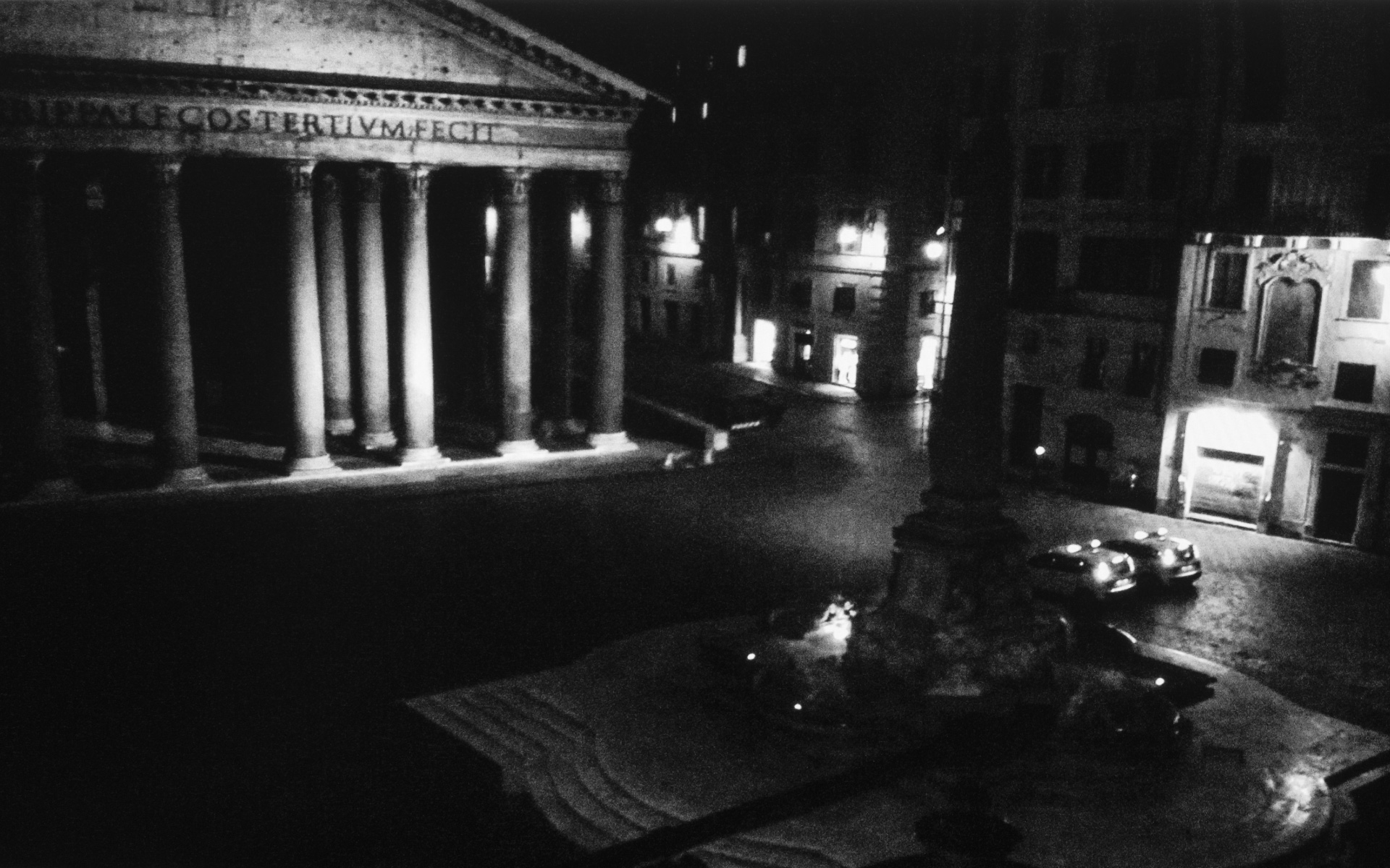 Rome, Pantheon - Two police cars blinking in the front of Pantheon. Rome, March 25. 2020.